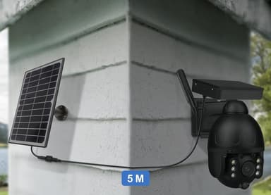 Övervakningskamera med solcellspanel, Svart
