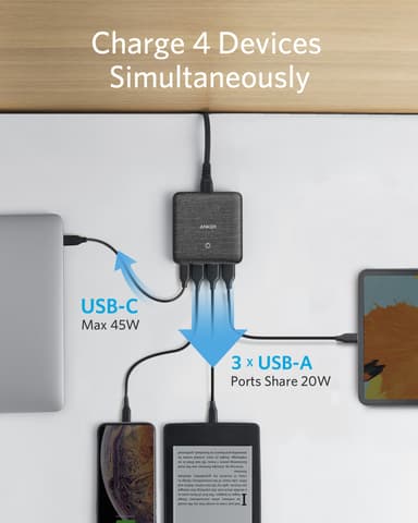 PowerPort Atom III Slim 45W 4x USB-laddare (vit)