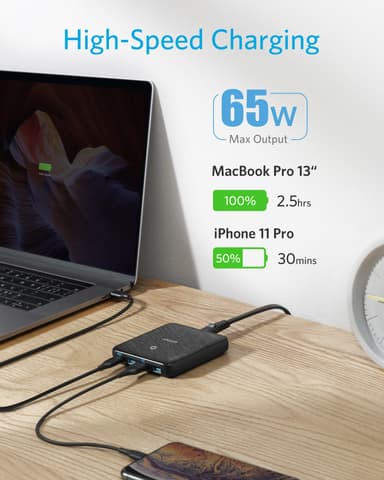 PowerPort Atom III Slim 45W 4x USB-laddare (vit)
