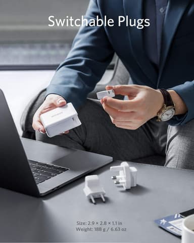 Anker PowerPort III 2-Port 60W USB-C-laddare (vit)