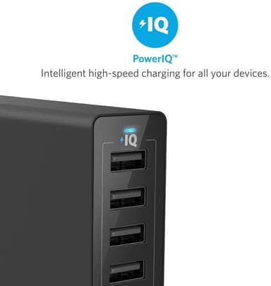 Anker PowerPort 6 multi-port USB-A-laddare (svart)