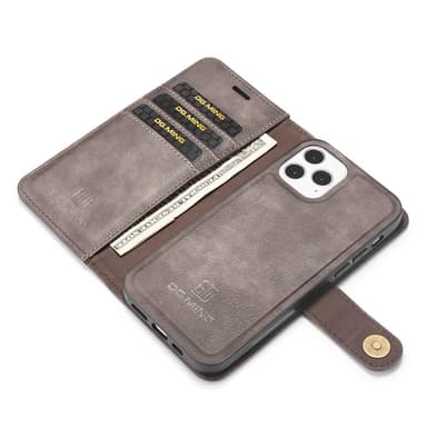 DG.MING iPhone 13 Pro Split Läder Plånboksfodral - Coffee