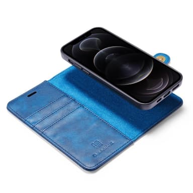 DG.MING iPhone 13 Split Läder Plånboksfodral - Blå