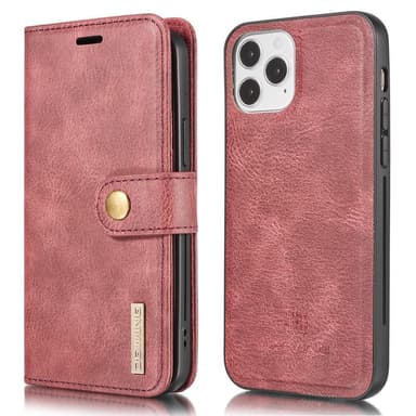 DG.MING iPhone 13 Split Läder Plånboksfodral - Röd
