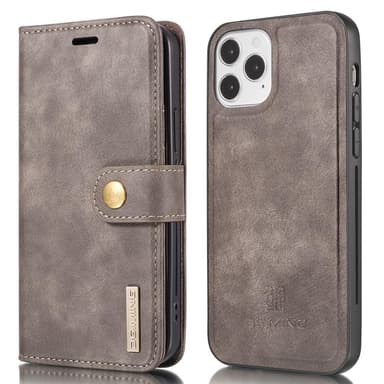 DG.MING iPhone 13 Split Läder Plånboksfodral - Coffee
