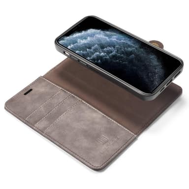 DG.MING iPhone 13 Pro Split Läder Plånboksfodral - Coffee