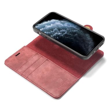 DG.MING iPhone 13 Mini Split Läder Plånboksfodral - Röd