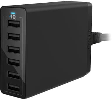 Anker PowerPort 6 multi-port USB-A-laddare (svart)