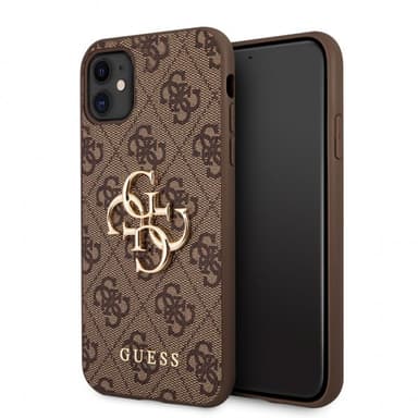 Guess iPhone 11 Skal Metal Logo Brun