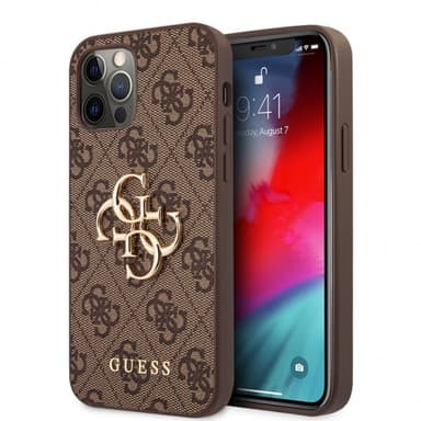Guess iPhone 12/iPhone 12 Pro Skal Metal Logo Brun