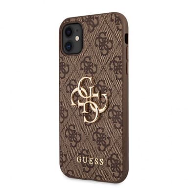 Guess iPhone 11 Skal Metal Logo Brun