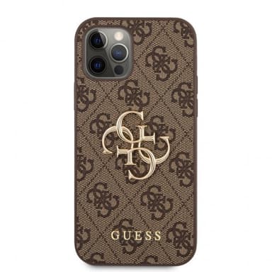 Guess iPhone 12/iPhone 12 Pro Skal Metal Logo Brun