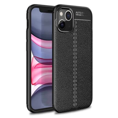 Läder mönstrat TPU skal Apple iPhone 13  - Svart