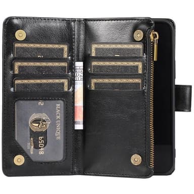 Dubbelflip Zipper 9-kort Apple iPhone 13  - Svart
