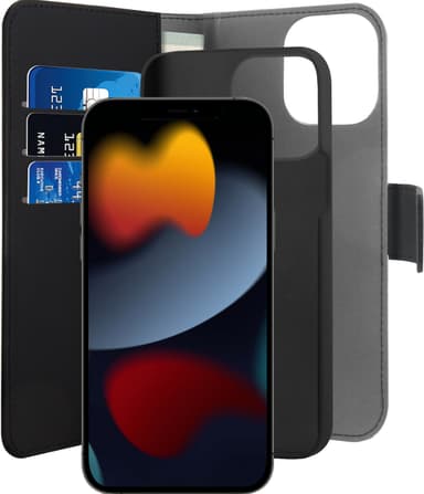 Puro 2-i-1 plånboksfodral iPhone 13 Pro (svart)