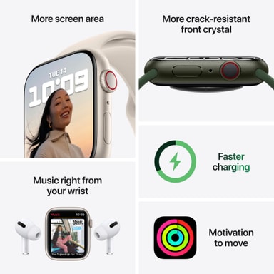 Apple Watch Series 7 41mm eSIM (green alu. / green sport band) - Elgiganten