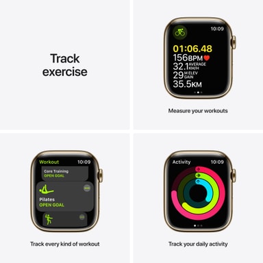 Apple Watch Series 7 45mm eSIM (gold stain.st/gold Milan. loop) - Elgiganten