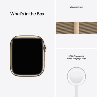 Apple Watch Series 7 45mm eSIM (gold stain.st/gold Milan. loop) - Elgiganten