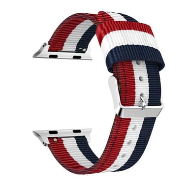 Apple Watch Nato-armband med metallspänne 42/44/45mm - Röd-Vit-Blå