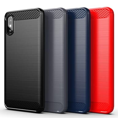 SKALO Xiaomi Redmi 9A Armor Carbon Stöttåligt TPU-skal - Röd