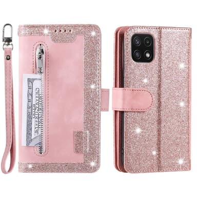 SKALO Samsung A22 5G Big Wallet Mocka Plånboksfodral - Rosa