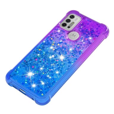 SKALO Moto G20/G30 Kvicksand Glitter Hjärtan TPU-skal - Lila-Blå