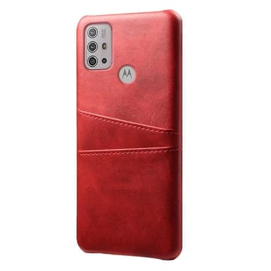 SKALO Moto G20/G30 PU-Läder Korthållare Skal - Röd
