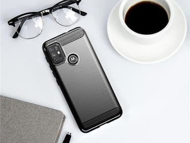 SKALO Moto G30 Armor Carbon Stöttåligt TPU-skal - Grå