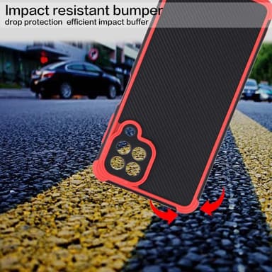 SKALO Samsung A22 4G Armor Hybrid Bumper Skal - Röd