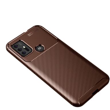SKALO Moto G30 Carbon Fiber TPU-skal - Brun
