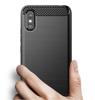 SKALO Xiaomi Redmi 9A Armor Carbon Stöttåligt TPU-skal - Röd