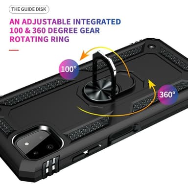 SKALO Samsung A22 5G Armor Hybrid Metallring skal - Svart