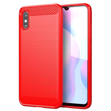 SKALO Xiaomi Redmi 9A Armor Carbon Stöttåligt TPU-skal - Röd