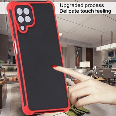 SKALO Samsung A22 4G Armor Hybrid Bumper Skal - Röd
