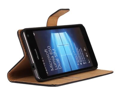 Plånboksfodral Äkta Skinn Microsoft Lumia 650 - Vit