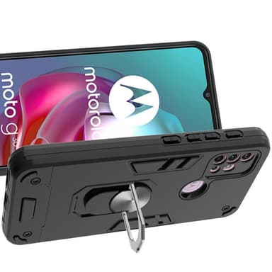 SKALO Moto G20/G30 Armor Hybrid Metallring skal - Svart
