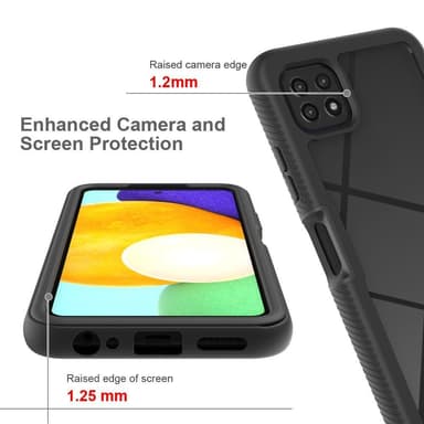 SKALO Samsung A22 5G Shockproof Clear Hybrid Skal - Svart