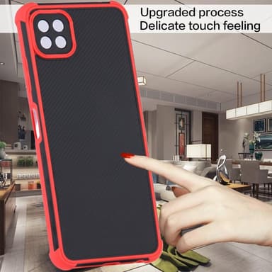 SKALO Samsung A22 5G Armor Hybrid Bumper Skal - Röd