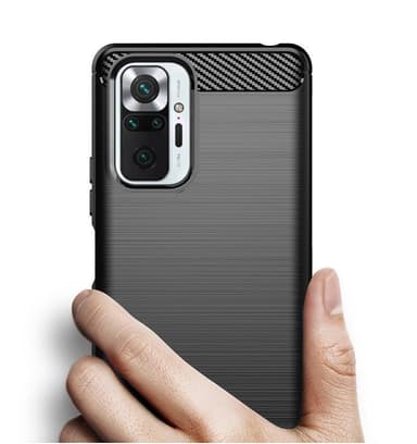 SKALO Xiaomi Redmi Note 10 Pro Armor Carbon Stöttåligt TPU-skal - Svart