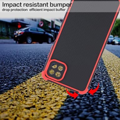 SKALO Samsung A22 5G Armor Hybrid Bumper Skal - Röd