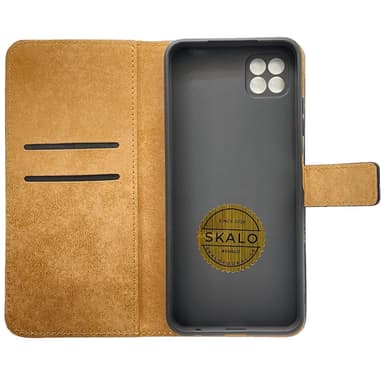 SKALO Samsung A22 5G Plånboksfodral Äkta Skinn - Brun