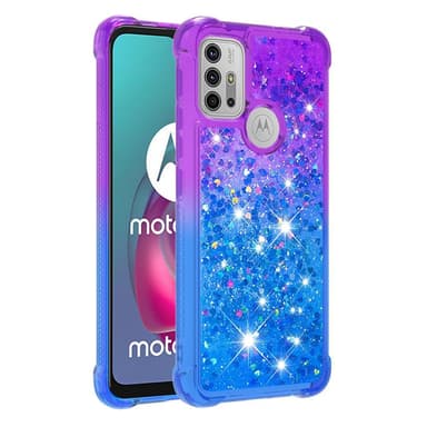 SKALO Moto G20/G30 Kvicksand Glitter Hjärtan TPU-skal - Lila-Blå
