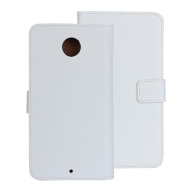 Plånboksfodral Äkta Skinn Google Nexus 6 - Vit