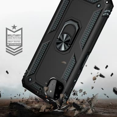 SKALO Samsung A22 5G Armor Hybrid Metallring skal - Svart