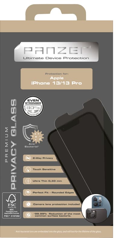 Panzer Full-fit Privacy 2-vägsskärmskydd för iPhone 13/13 Pro