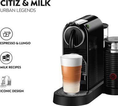 NESPRESSO® CitiZ And Milk kaffemaskin av DeLonghi, Svart