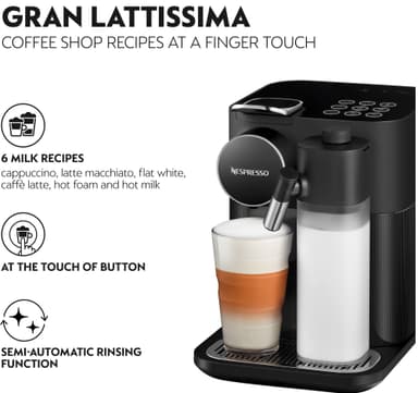 NESPRESSO® Gran Lattissima kaffemaskin av DeLonghi, Svart