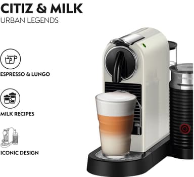 NESPRESSO® CitiZ And Milk kaffemaskin av DeLonghi, Vit​