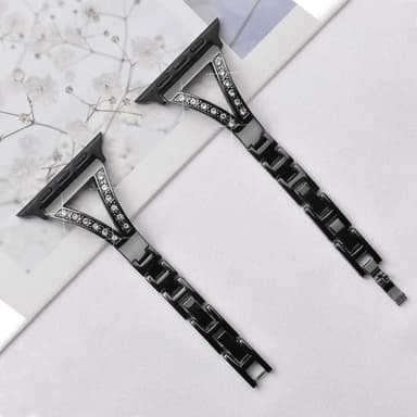 SKALO Smalt Metallarmband Bling Apple Watch 38/40/41mm - Svart
