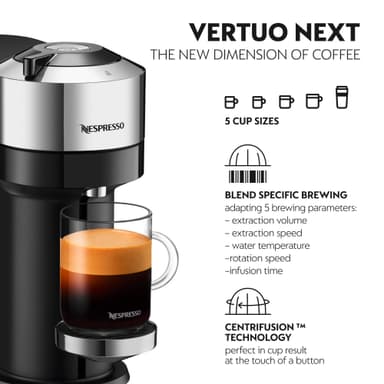 NESPRESSO® Vertuo Next kaffemaskin av DeLonghi, Pure Chrome